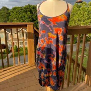 Venus Orange and Blue Tie Dye Razerback Dress